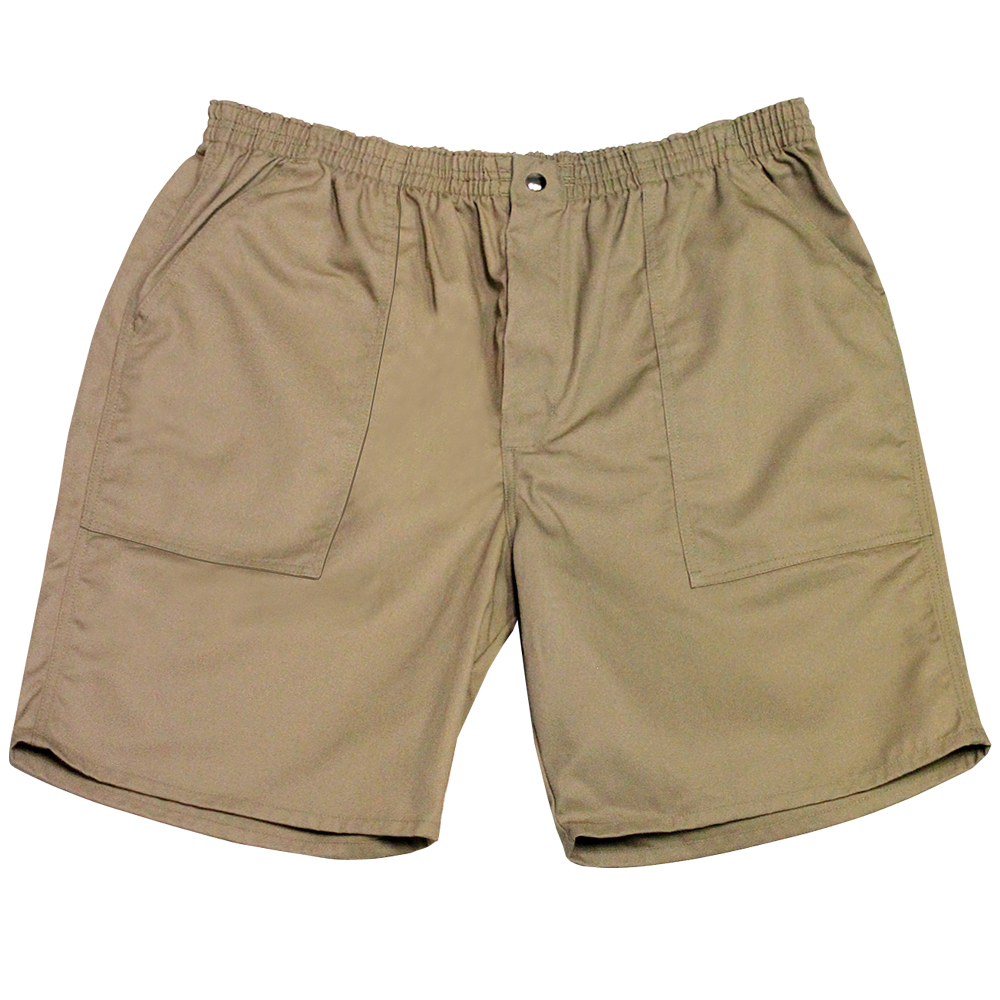 Elastic Waist  Khaki Walking Short (Full Elastic Waistband) - Men