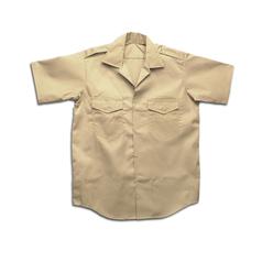 Military Style Twill Shirt - Short Sleeve - Button Closure - Men