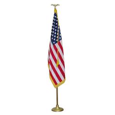 U.S. Indoor - Nylon Ceremonial Flag 3' X 5' with Pole Set